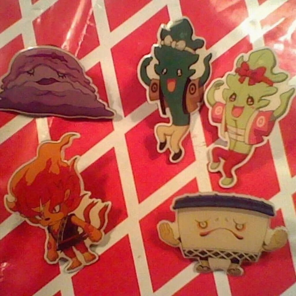 Yo-Kai Yokai Watch 5 Metal Pin set! Noway, Steppa, Rhyth, Dismeralda, Blazion
